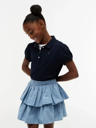Kids’ Puff-Sleeve Stretch Polo