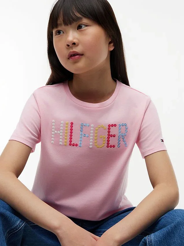Kids’ Sequin Hilfiger Logo T-Shirt Kids’ Sequin Hilfiger Logo T-Shirt