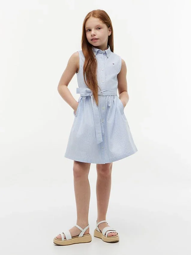 Kids’ Sleeveless Belted Shirtdress Kids’ Sleeveless Belted Shirtdress