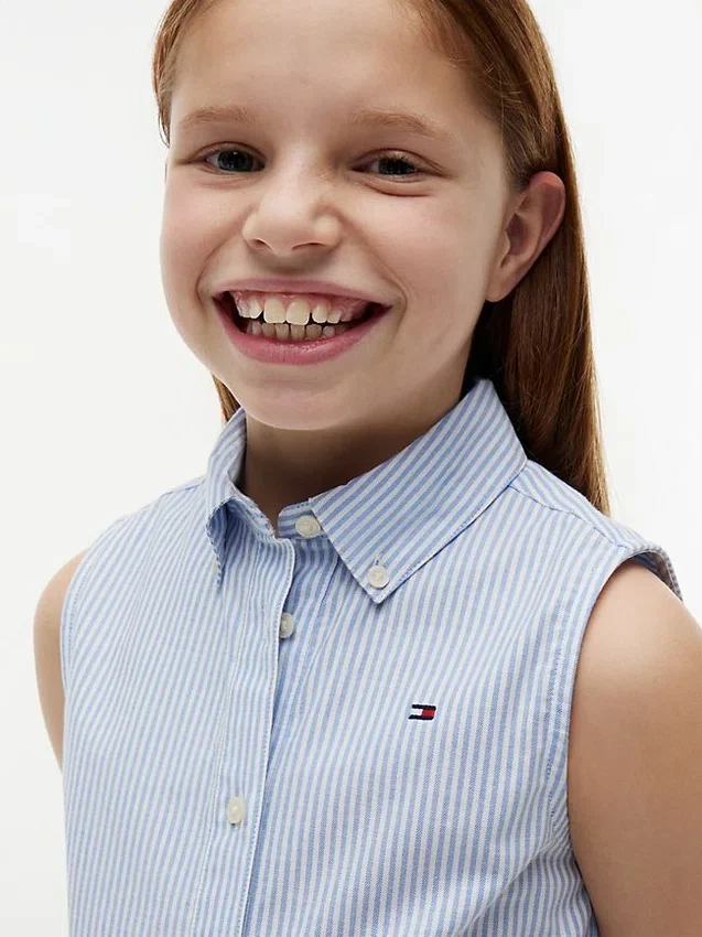 Kids’ Sleeveless Belted Shirtdress Kids’ Sleeveless Belted Shirtdress