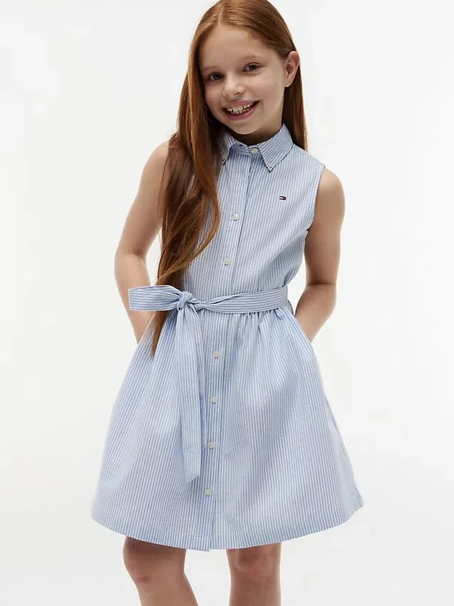 Kids’ Sleeveless Belted Shirtdress Kids’ Sleeveless Belted Shirtdress
