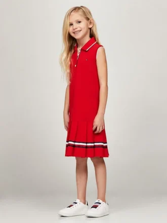 Kids’ Sleeveless Pleated Polo Dress