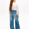 Kids’ Star Motif High-Rise Wide Leg Jean