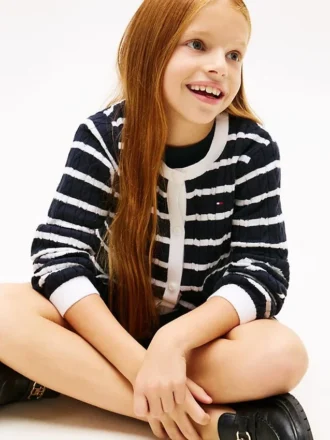 Kids’ Stripe Cable Knit Cardigan