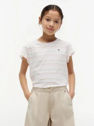 Kids’ Stripe Lettuce-Trim Sleeve T-Shirt