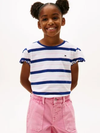 Kids’ Stripe Lettuce-Trim Sleeve T-Shirt