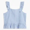 Kids’ Stripe Seersucker Flutter Top