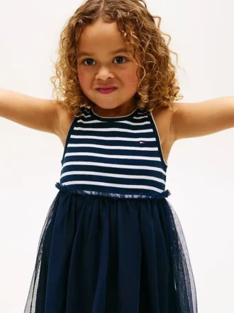 Kids’ Striped Tulle Combo Dress