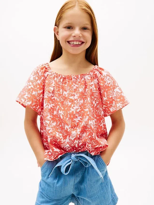 Kids’ Tropical Print Puff-Sleeve Top Kids’ Tropical Print Puff-Sleeve Top