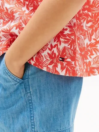 Kids’ Tropical Print Puff-Sleeve Top