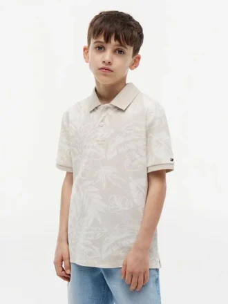 Kids’ Tropical Print Stretch Polo