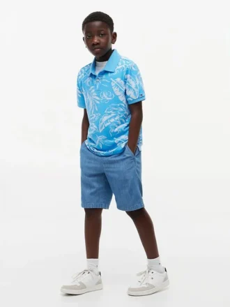 Kids’ Tropical Print Stretch Polo