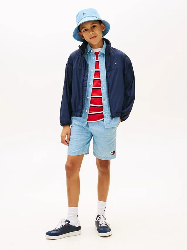 Kids’ Wavy Flag Herringbone Denim Short Kids’ Wavy Flag Herringbone Denim Short