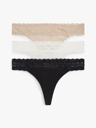 Lace-Trim Thong 3-Pack
