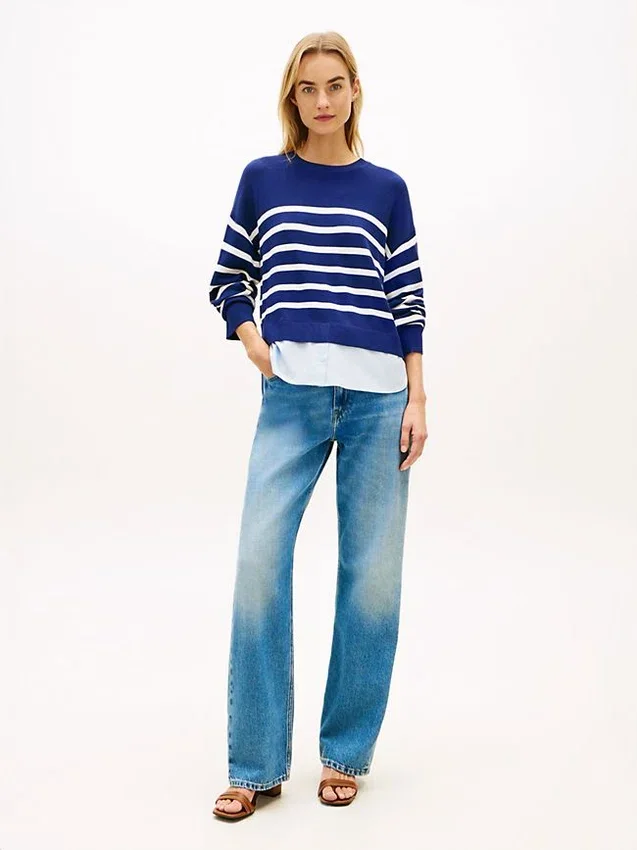 Layered-Look Lightweight Stripe Sweater Layered-Look Lightweight Stripe Sweater