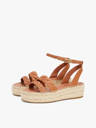 Leather Twist-Strap Platform Espadrille