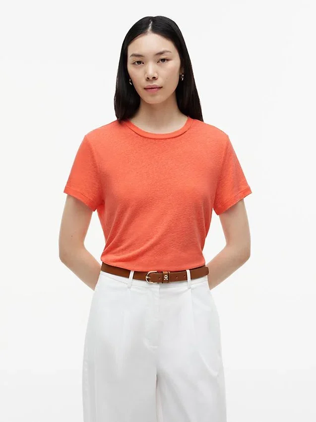 Linen-Blend Crewneck T-Shirt Linen-Blend Crewneck T-Shirt