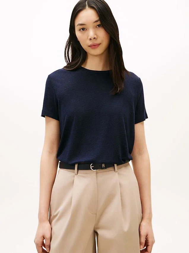 Linen-Blend Crewneck T-Shirt Linen-Blend Crewneck T-Shirt