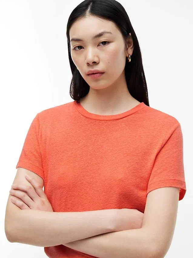 Linen-Blend Crewneck T-Shirt Linen-Blend Crewneck T-Shirt