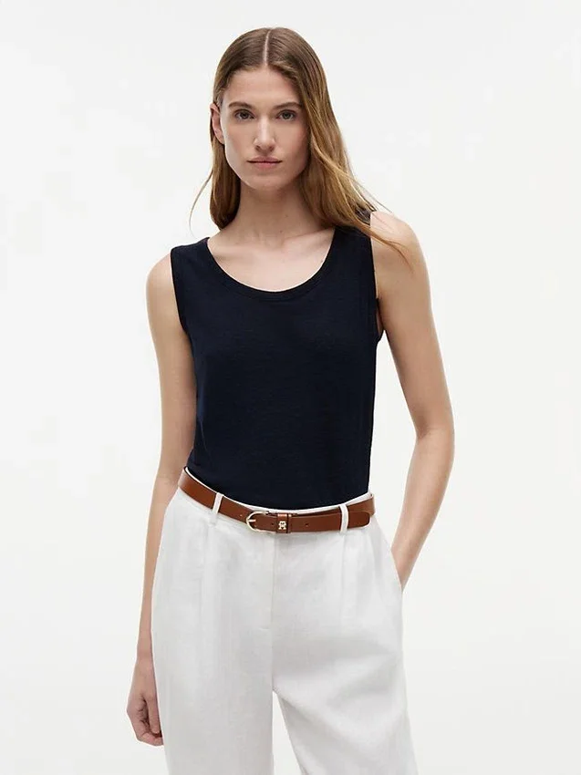 Linen-Blend Jersey Tank Top Linen-Blend Jersey Tank Top
