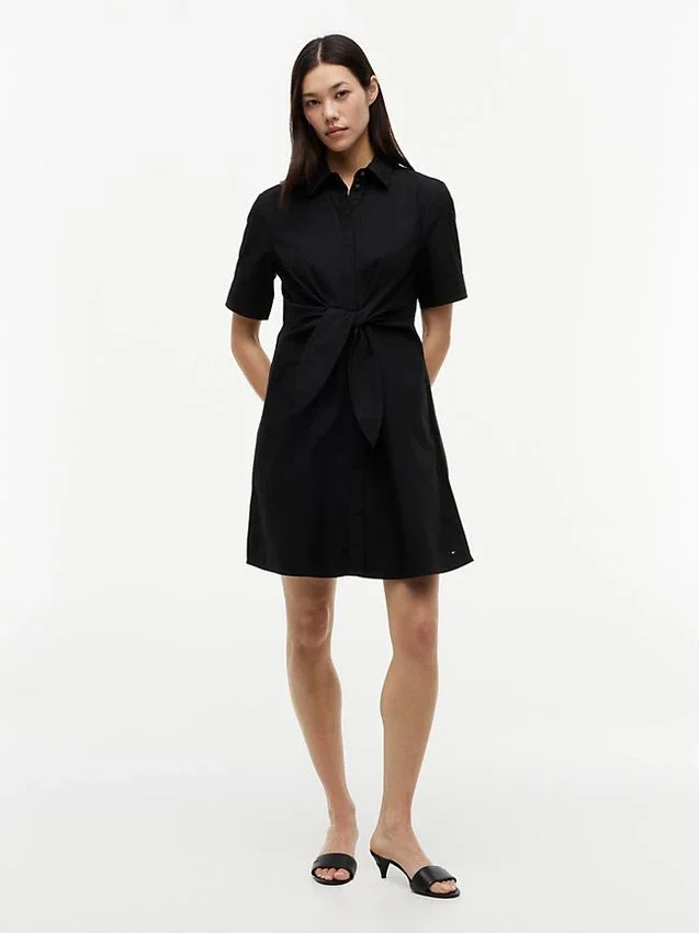 Linen Blend Tie-Front Shirtdress Linen Blend Tie-Front Shirtdress