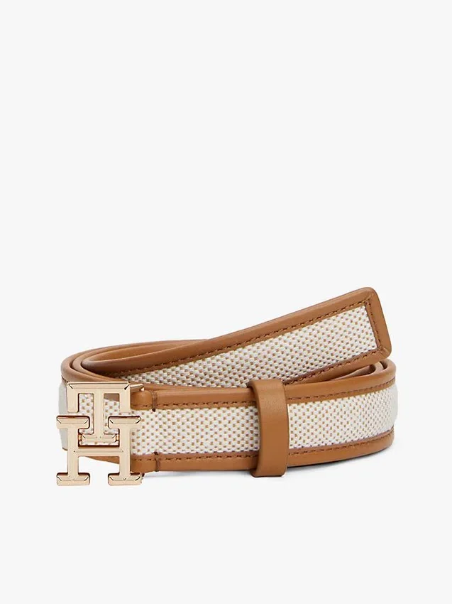 Logo Buckle Contrast-Trim Canvas Belt Logo Buckle Contrast-Trim Canvas Belt