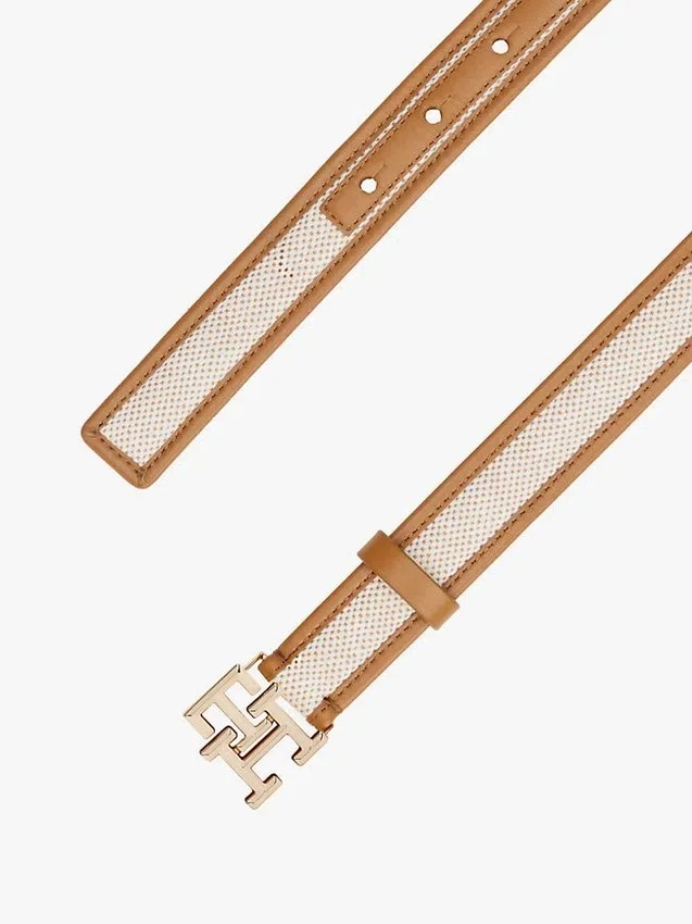 Logo Buckle Contrast-Trim Canvas Belt Logo Buckle Contrast-Trim Canvas Belt
