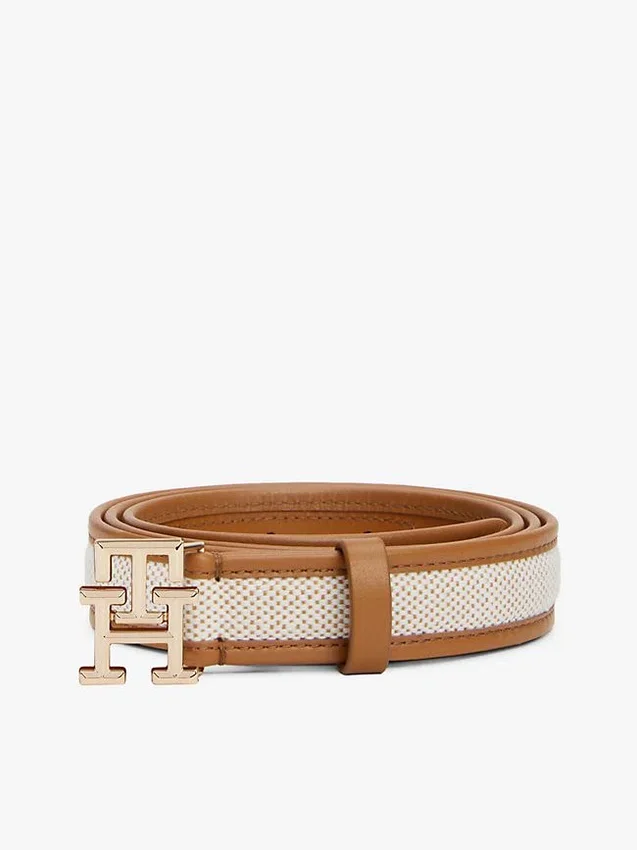 Logo Buckle Contrast-Trim Canvas Belt Logo Buckle Contrast-Trim Canvas Belt