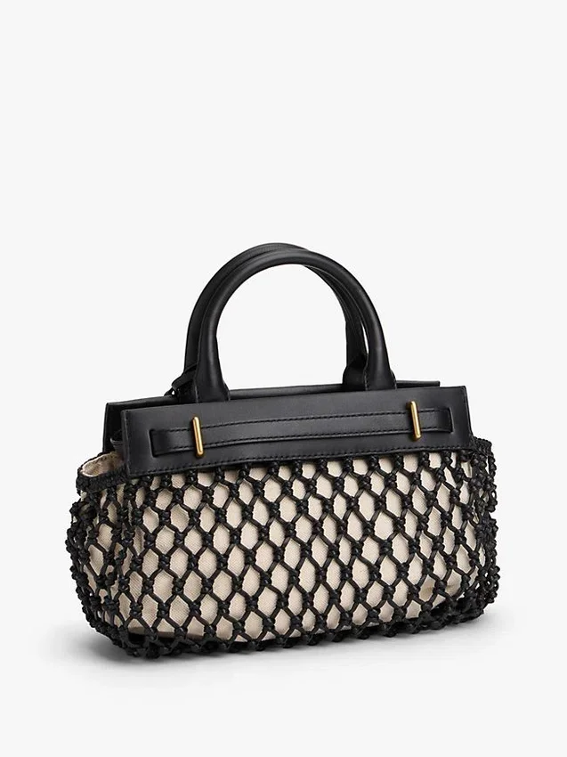 Macrame Leather Mini Tote Bag Macrame Leather Mini Tote Bag