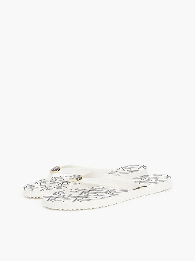 Metal Hardware TH Script Print Flip-Flop Metal Hardware TH Script Print Flip-Flop