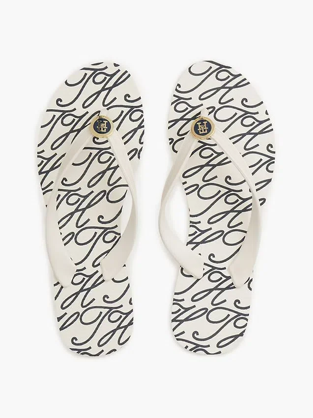 Metal Hardware TH Script Print Flip-Flop Metal Hardware TH Script Print Flip-Flop