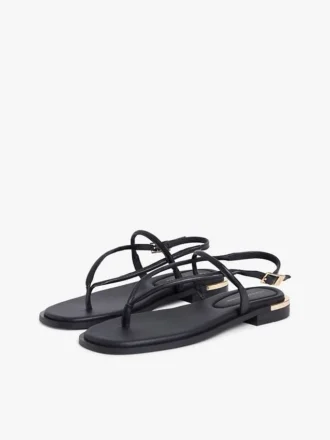 Metallic Accent Leather Sandal