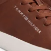 Metallic Logo Pebbled Court Sneaker