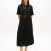 Mix Media Pleated Midi Dress Mix Media Pleated Midi Dress