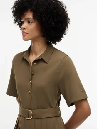 Mix Media Pleated Midi Dress