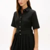 Mix Media Pleated Midi Dress Mix Media Pleated Midi Dress