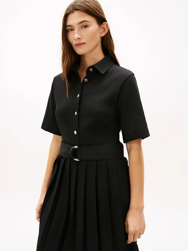 Mix Media Pleated Midi Dress Mix Media Pleated Midi Dress