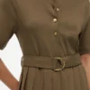 Mix Media Pleated Midi Dress