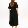 Mix Media Pleated Midi Dress Mix Media Pleated Midi Dress