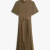 Mix Media Pleated Midi Dress