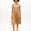 Mixed-Media Pleated Tank Dress