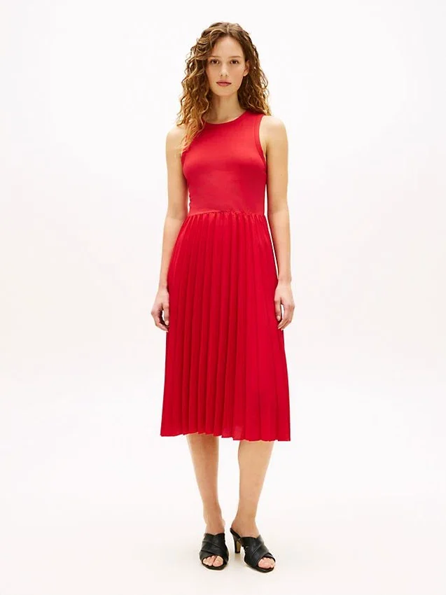 Mixed-Media Pleated Tank Dress Mixed-Media Pleated Tank Dress
