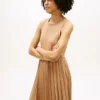 Mixed-Media Pleated Tank Dress