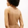 Mixed-Media Pleated Tank Dress