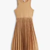 Mixed-Media Pleated Tank Dress