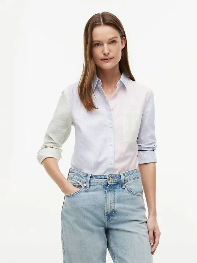 Mixed-Stripe Stretch Oxford Shirt Mixed-Stripe Stretch Oxford Shirt
