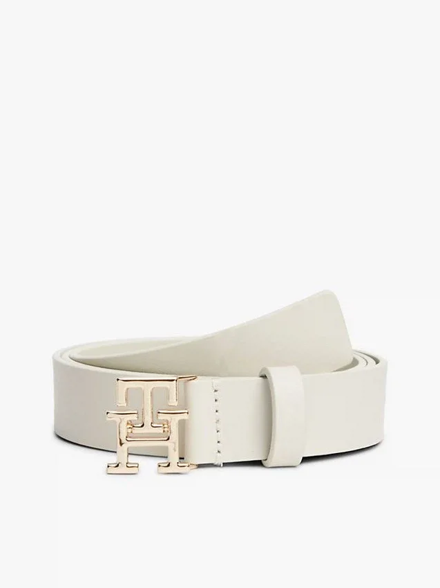 Monogram Buckle Leather Belt Monogram Buckle Leather Belt