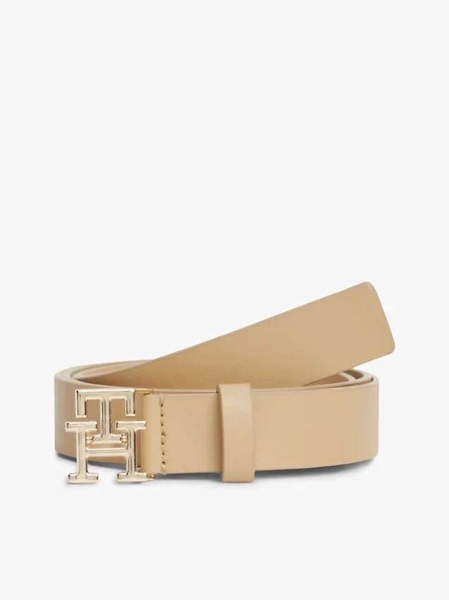 Monogram Buckle Leather Belt Monogram Buckle Leather Belt