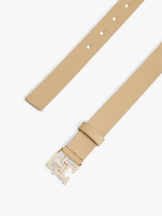Monogram Buckle Leather Belt