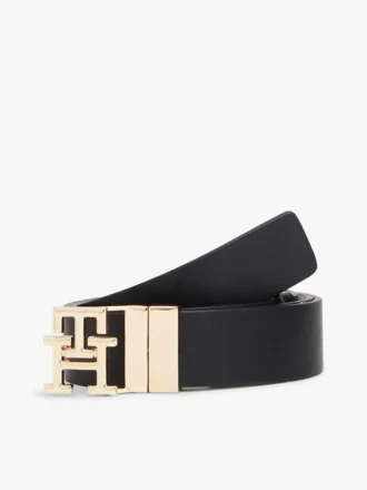 Monogram Buckle Reversible Leather Belt